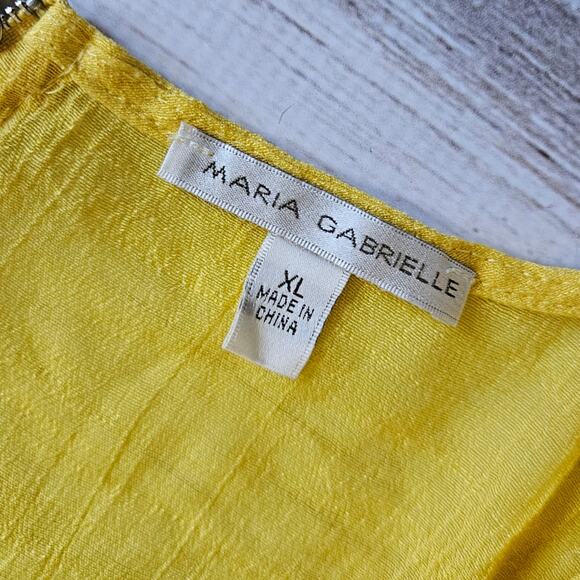 Maria Gabrielle Yellow Cross Hatch Knit Blouse sz XL - Picture 3 of 4